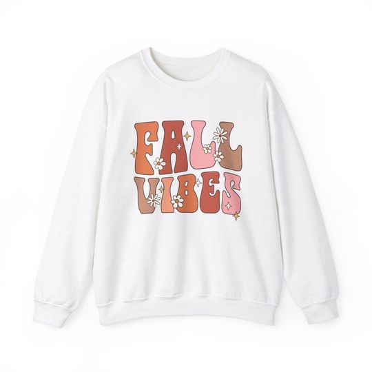 Discover Fall Vibes Graphic Retro Pullover Crewneck, Autumn Aesthetic Sweater