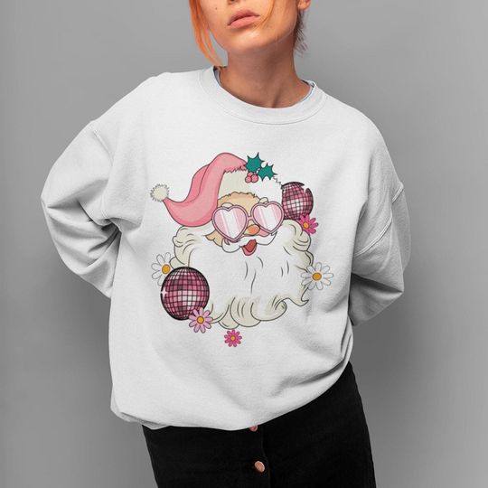 Discover Retro Santa Claus Crewneck Sweatshirt, Vintage Christmas Graphic