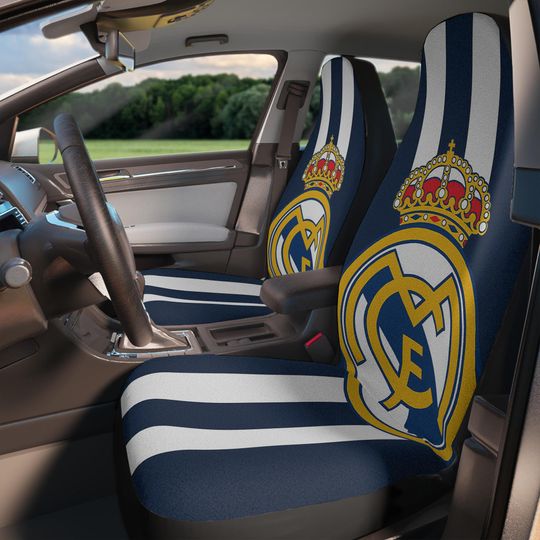 Discover Real Madrid Car Seat Covers - Soccer Car Accessories & Auto Seat Protectors - Perfect Sports Gift for Football FansEnthusiasts