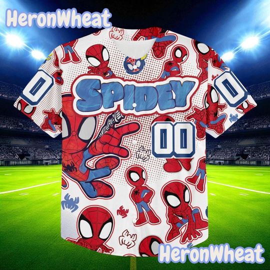 Custom Spidey and His Amazing Friends Jersey  Personalized Superhero Shirt for Kids and Adults, Marvel-Inspired Outfit