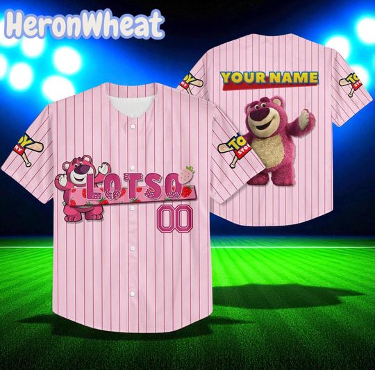 Custom Lotso Toy Story Disney Baseball Jersey, Personalized Lotso Shirt, Unisex Disney Jersey Gift for Kids, Men or Women, Family Outfits