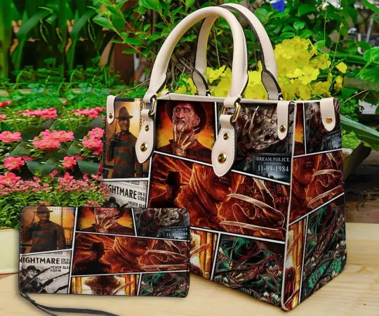 Discover Horror Halloween Personalized Leather Handbag &amp, Horror Leather Bag, Shou