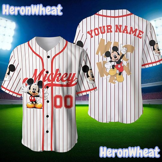 Discover Personalized Mickey Mouse Baseball Jersey | Custom Disneyyland Jersey for Kids & Adults | Unisex Fan Shirt | Family Vacation Matching Outfit