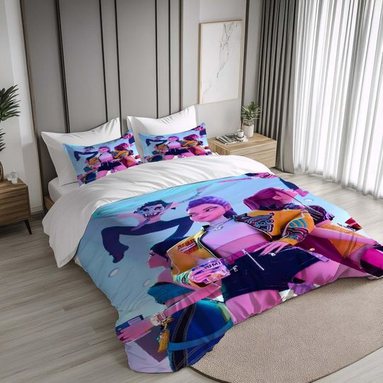 Halloween Gift Kpop Demon Hunters Duvet Cover Bedding Set for Holiday Gifts,Pillowcases,Personalized Name Quilt Cover gift for Christmas.