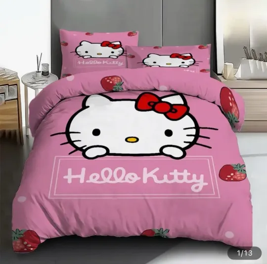Hello Kitty Bedding Set Coral Sanrio Kawaii New