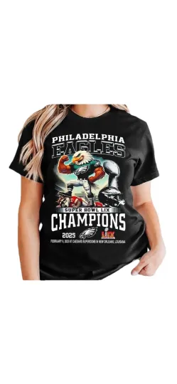 Discover Philadelphia Eagles 2025 Super Bowl Champions T-Shirt Unisex