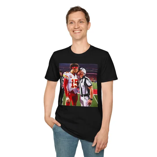 Patrick Mahomes, kissing football Referee Super Boowl Eagllles Vs Chieêfs T-Shirt, Gift for Fan