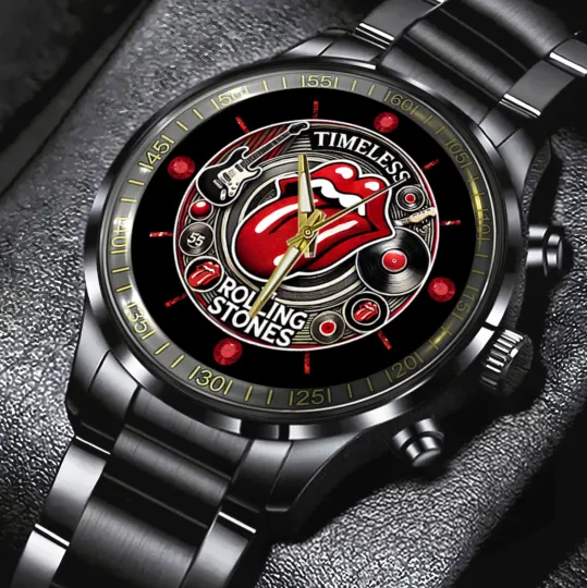 The Rolling Stones Black Stainless Steel Watch, Gift For Fans