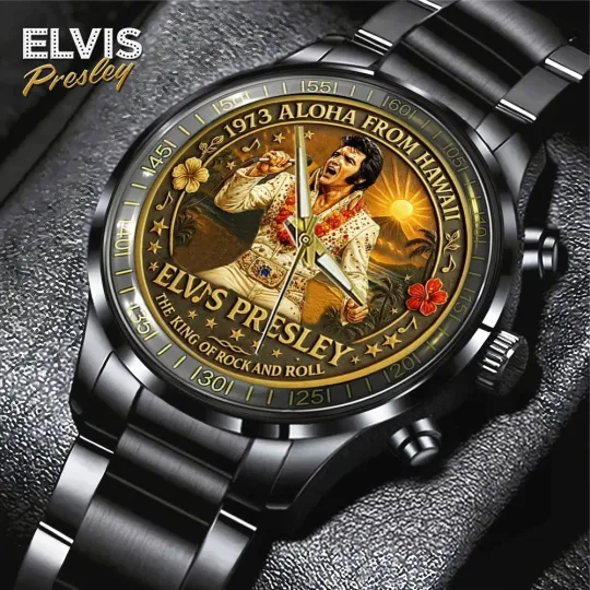 Elvis Presley Black Stainless Steel Watch The King Of Rock n Roll
