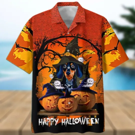 Happy Halloween Dachshund Dog Hawaiian Shirt