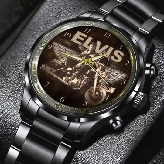 Discover Elvis Presley x H davidson Black Stainless Steel Calendar Watch