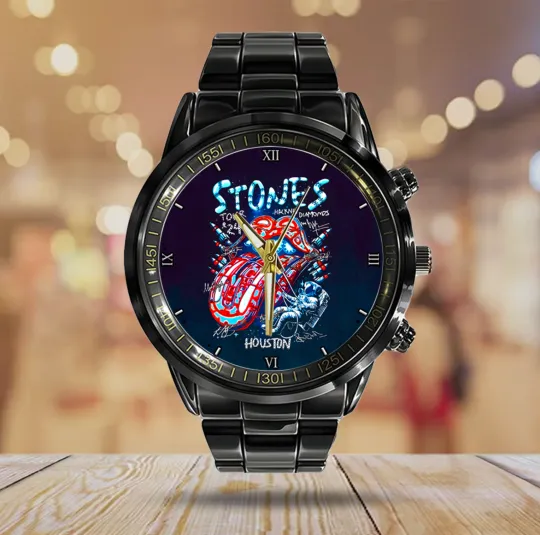 The Rolling Stones Black Stainless Steel Watch