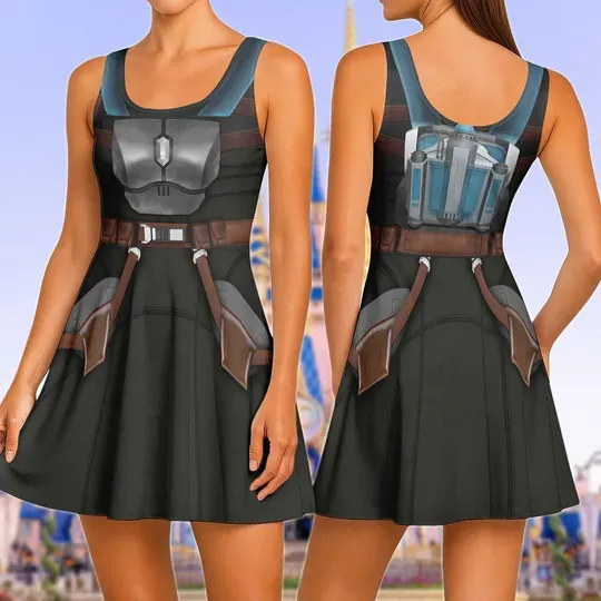 Bo-Katan Cosplay Skater Dress, Star Wars Women Dress, Warriors Halloween, Mandalorian Dress, Halloween Gift For Her