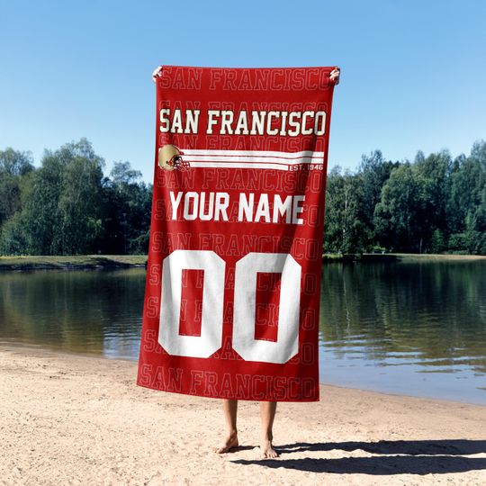 Discover San Francisco Football 49 Vintage Personalized Beach Towel, San Francisco Football Towel, San Francisco Football Fans Gift BFA29