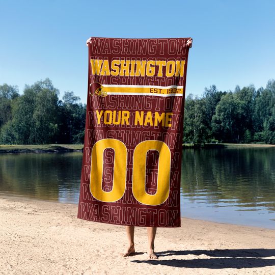 Discover Washington Football Personalized Beach Towel, Washington Towel Commander Towel, Washington Fan Gift, Washington Fans Gift BFA20