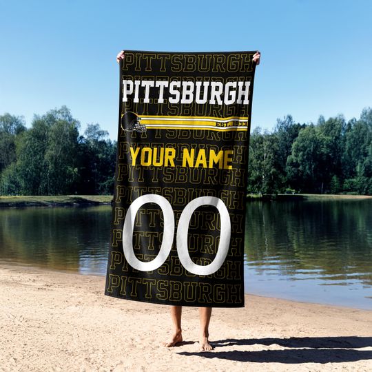 Discover Pittsburgh Football Vintage Personalized Beach Towel, Vintage Pittsburgh Towel, Gift for Football Fan, Pittsburgh Fans Gift BFA26