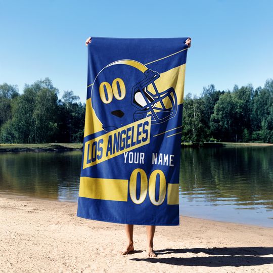 Los Angeles Football Vintage Personalized Beach Towel, Game Day Pullover, Ram 90s Style Football Towel, Ram Fans Gift BFB25