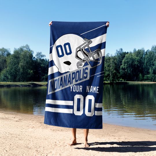 Discover Indianapolis Football Personalized Beach Towel,Indianapolis Colt Football Towel, Retro Indianapolis Football Colt Fan Gift BFB24
