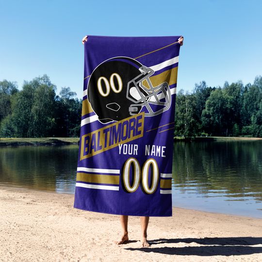 Discover Baltimore Football Vintage Personalized Beach Towel,Retro Raven Towel,Family Towel,Baltimore Football Fans Gift BFB16