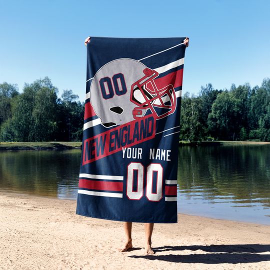 Discover New England Football Vintage Personalized Beach Towel,The Pats Towel,Vintage New England Fan Gift Towel,Patriot Fans Gift BFB2