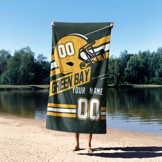 Discover Green Bay Football Personalized Beach Towel,Retro Green Bay Packer Varsity Blanket,Green Bay Family Towel,Packer Fans Gift  BFB5
