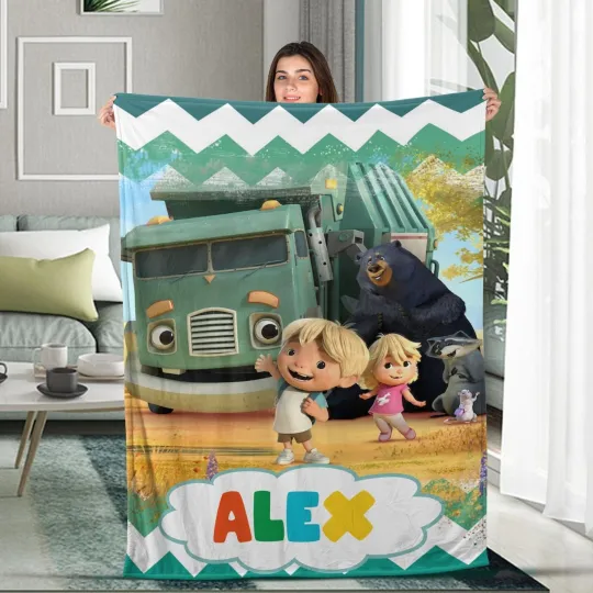 Personalized Trash Truck Blanket, Trash Truck Blanket, Series Trash Truck Birthd