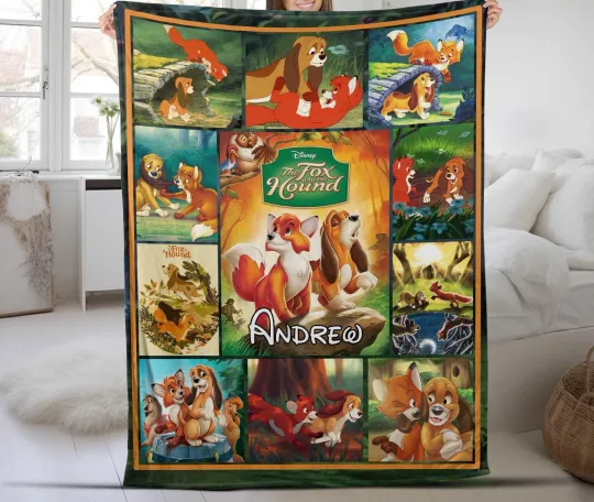 Discover Disney Characters Blanket, Personalized The Fox And The Hound Custom Name Blanke