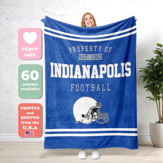 Discover Indianapolis Football Personalized Blanket,Indianapolis Colt Football Blanket, Retro Indianapolis Football Colt Fan Gift FA24
