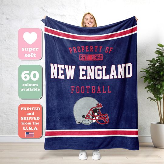 Discover New England Football Vintage Personalized Blanket,The Pats Blanket,Vintage New England Fan Gift Blanket,Patriot Fans Gift FA2