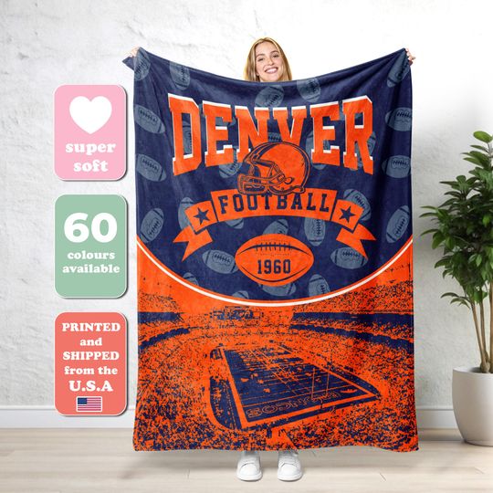 Denver Football Blanket,Retro Denver Football Football Blanket,Denver Footbal Fans Gift,Sunday Football