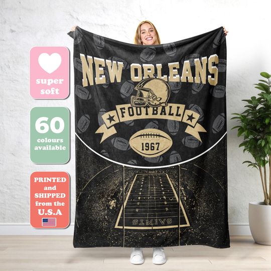 New Orleans Football Blanket,New Orleans Football Blanket,Retro Saint Football Blanket,Sunday Football