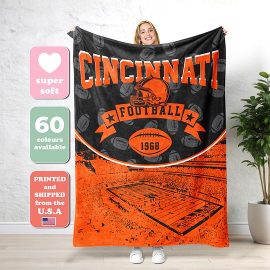 Discover Cincinnati Football Personalized Blanket,Game Day Blanket,90s Cincinnati Football Game Day Blanket,Bengal Fans Gift FB21