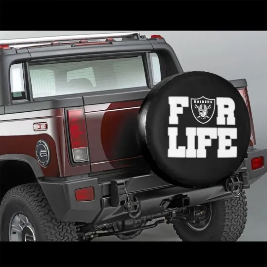 Discover Las Vegas Raiders Auto Car Tire Cover " For Raiders Life "Spare Tire Cover