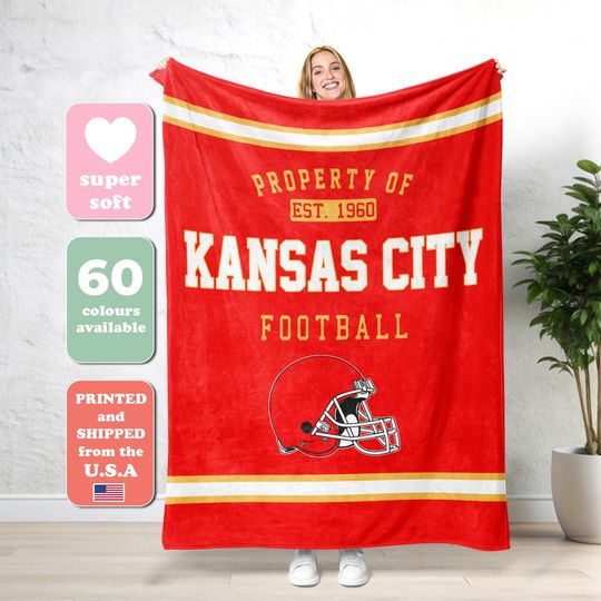 Discover Kansas City Football Personalized Blanket, Kansas City Football Blanket, Football Blanket, Kansas City Fan Gifts FA8