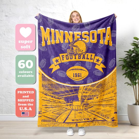 Minnesota Football Blanket, The Vikes Blanket, Vintage Minnesota Blanket, Viking Blanket, Minnesota Fan Gift