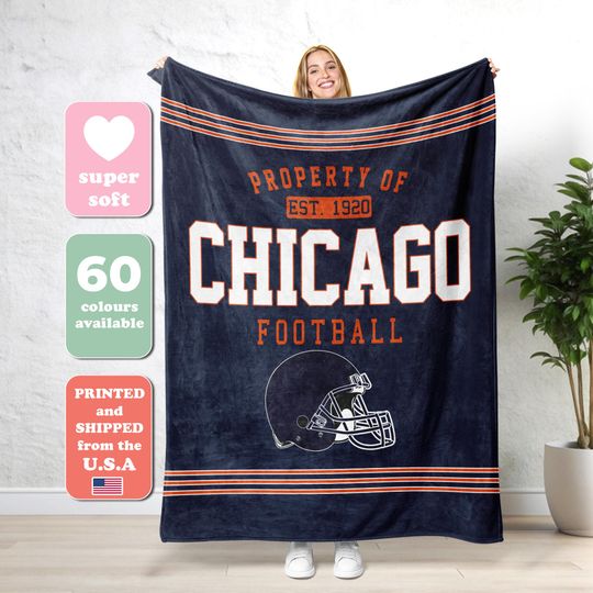 Chicago Football Blanket,Retro Chicago Bear Football Blanket , Chicago Bear Fan Gift , Sunday Football