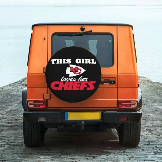 Discover "This Girl Loves Her"Kansas City Chiefs Auto Car Tire Cover Spare Tire Cover