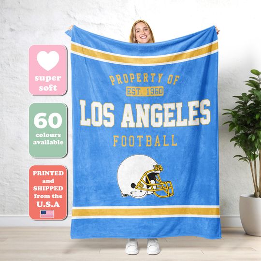 Los Angeles Football Vintage Blanket,Los Angeles Charger Football Blanket,Los Angeles Football Fans Gift, Sunday Football
