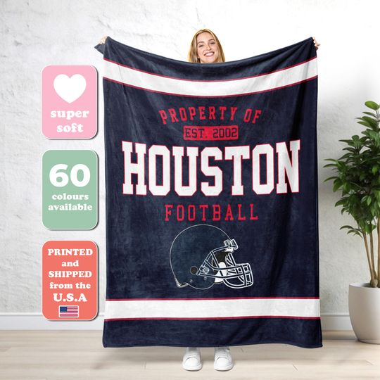 Houston Football  Blanket,Vintage Houston Football Blanket,Houston Blanket,Houston Texan Fans Gift, Sunday Football