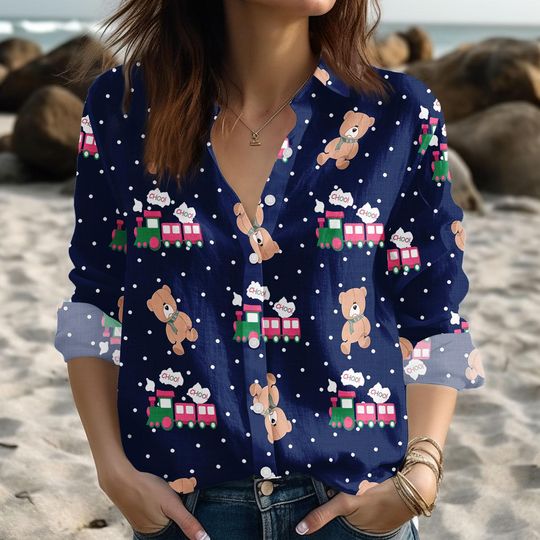 Kpop Rumi Choo Choo Blouse Shirt, Choo Choo Train Women Shirt, K-pop Demon Hunters Casual Shirt, Movie Linen-Look Shirt, Kpop Fan Gift