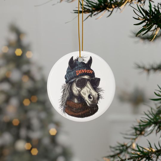 Discover Denver  Football, 2-Side Print, Ceramic Ornament, Christmas, football, Xmas Decor
