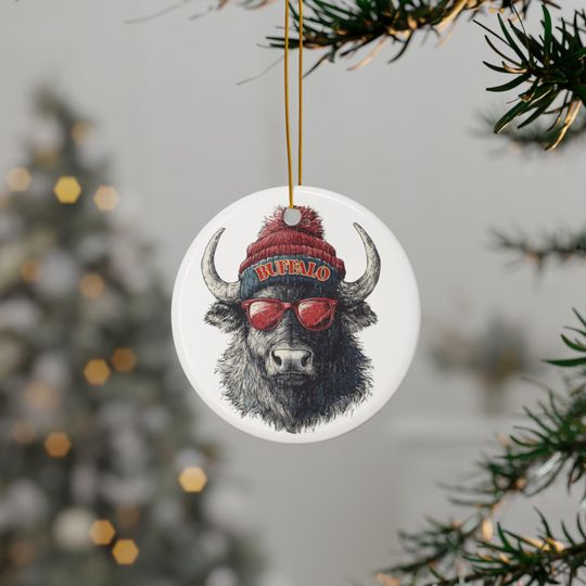 Buffalo Football, 2-Side Print, Ceramic Ornament, Christmas, football, Xmas Decor
