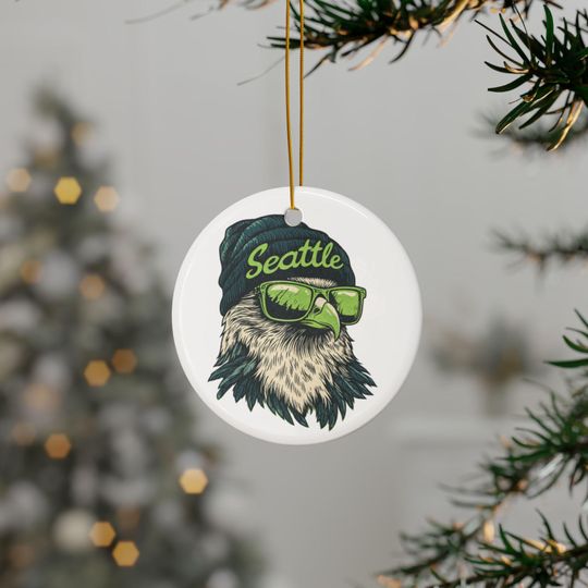 Ceramic Ornaments, Seattle Seahawks Football, 2-Side Print,  Sports Fan football