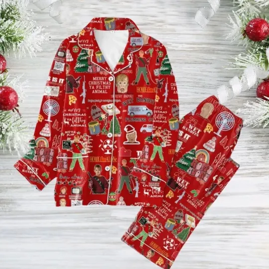 Home Alone Christmas Pajama Set for Adults and Kids