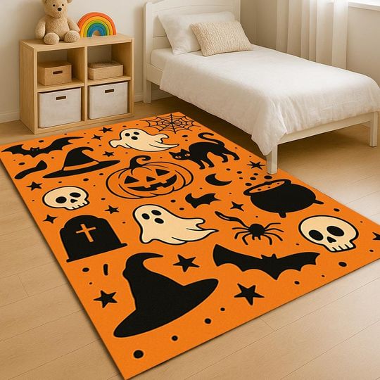 Discover Halloween Rug, Washable & Non-Slip, Custom Size Carpet, Living Room Decor, Soft Floor Mat