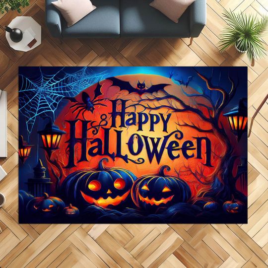 Discover Halloween Welcome Rug, Dark Academia Rug, Front Door Mat, Sppoky Rug, Halloween, Gothic Rug, Halloween Rug, Non Slip and Washable