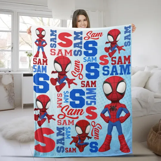 Discover Personalized Name Blanket, Spider Man Friends Blanket, Super Hero Blanket, Custo
