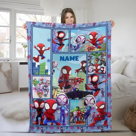 Discover Personalized Spidey And His Amazing Friends Blanket, Spidey Birthday Blanket, Sp