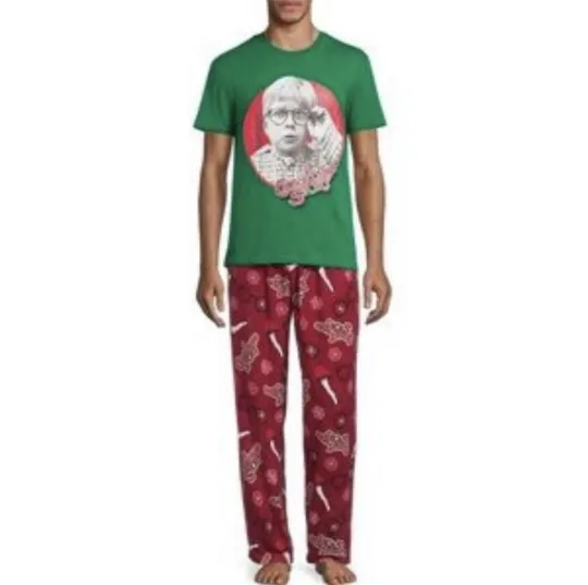 A CHRISTMAS STORY Pajama Men's 2 Piece Sleep Set T-Shirt & Pants LARGE