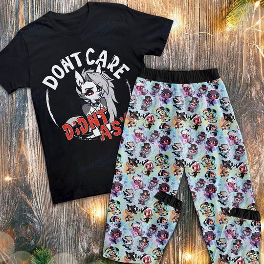 Sassy Wolf Girl Anime Pajamas | "Don't Care, Didn't Ask" Cute Attitude Sleep Set
